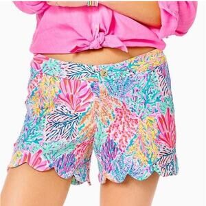 Lilly Pulitzer Multicolor Buttercup Knit Shorts Cool As Shell Print Sz 0 Resort